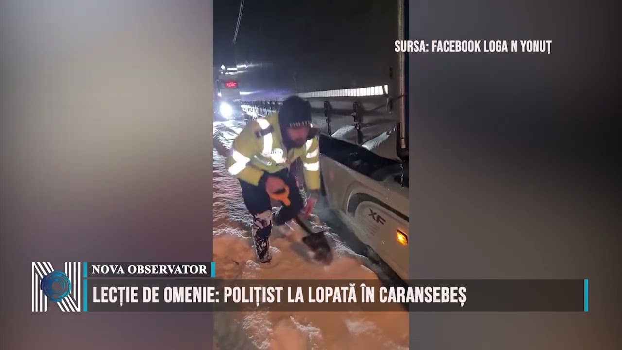 Lecție de omenie: Polițist la lopată în Caransebeș