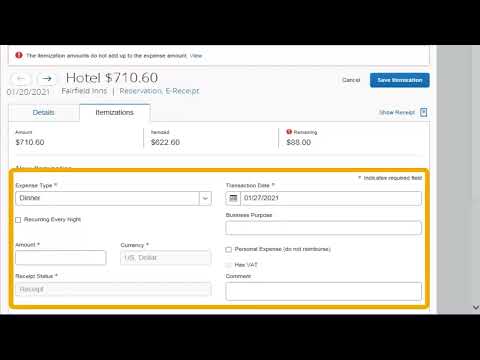How to Itemize a Hotel Bill in SAP Concur