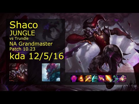 Shaco Jungle vs Trundle - NA Grandmaster 12/5/16 Patch 10.23 Gameplay