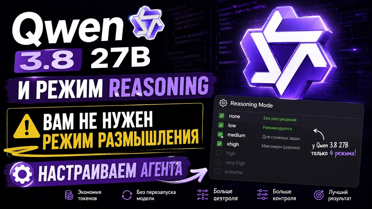 Qwen 3.8 27B и режим reasoning. Вам не нужен режим размышления. Настраиваем агента.