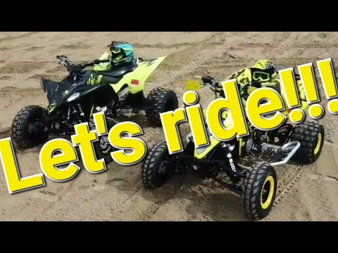 LTR450 with big gun exhaust racing with yfz450r with HMF Exhaust