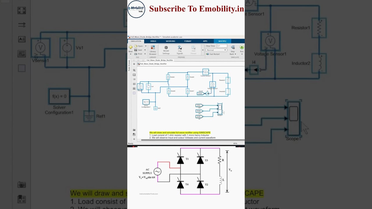 FULL WAVE RECTIFIER #gate2025  #electricvehicle #rectifier  #electricalengineering #matlab #simulink