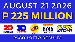 Lotto Result August 21 2026 9PM PCSO