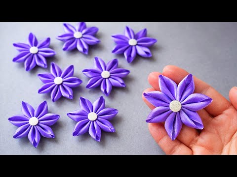 Ribbon Flowers / How to make ribbon flowers / Easy making with needle / Amazing Ribbon Tricks