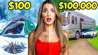 I SURVIVED $100 vs $100,000 CAMPING!!