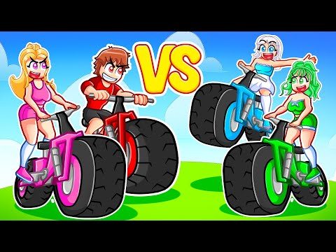 Techy & Emma Vs Ashley & Sage In Realistic Jumbo Bike Simulator...