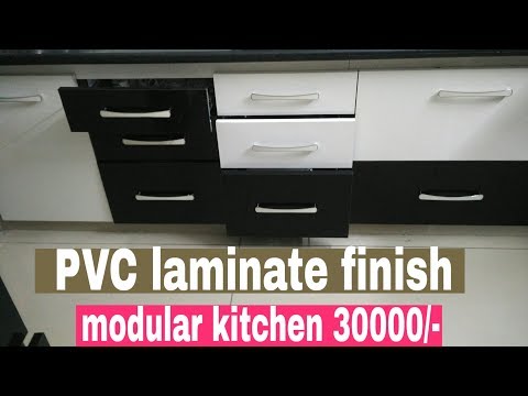 Modular kitchen finish in pvc laminate and normal laminate m...