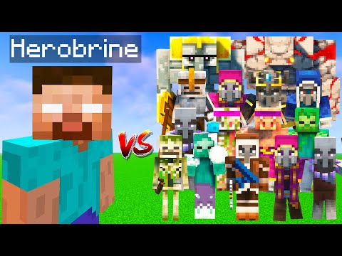 Foxy Craft - HEROBRINE vs All DUNGEONS MOBS | Herobrine vs Every DUNGEONS Mob - Minecraft Mob Battle 1.20