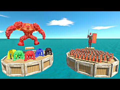 Romanus Coliseum Challenge | Lava Golem Family vs Romanus Army - Animal Revolt Battle Simulator