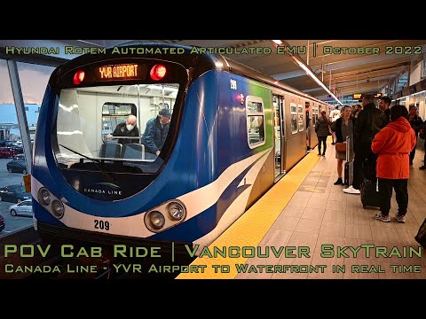 POV Cab Ride | Vancouver SkyTrain Canada Line | YVR Airport - Waterfront in real time | October 2022