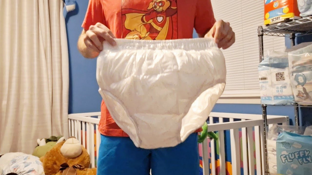 Shiny Puffy underwear from Blackout Kinky, soft shiny plastic adult diaper cover to help you sleep