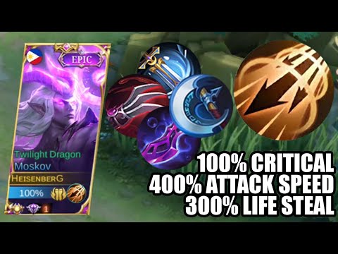 TOP GLOBAL MOSKOV! FULL ATTACK SPEED + FULL CRITICAL + FULL LIFESTEAL = ENEMY ALL BRONZE! MLBB