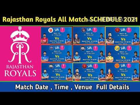IPL 2021 Rajasthan Royals (RR) Full Match Schedule, Timing,Venue and so on.