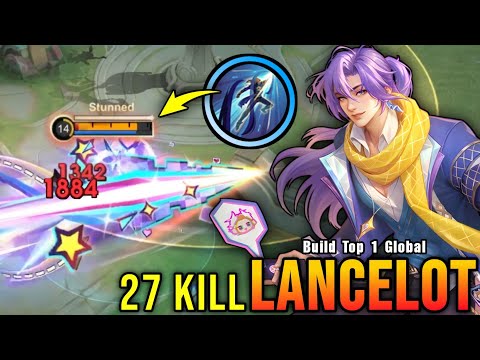 27 Kills!! Lancelot VALENTINE Skin Instant Kills Enemies!! - Build Top 1 Global Lancelot ~ MLBB