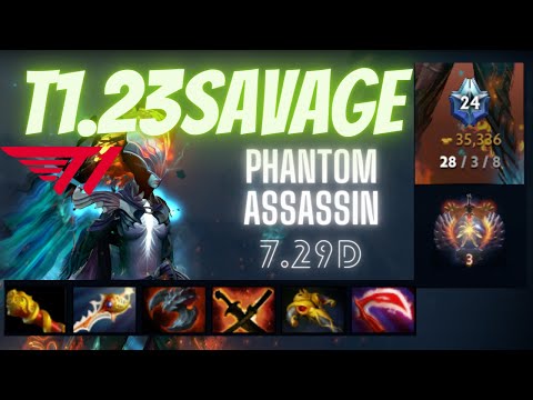 12k MMR - PHANTOM ASSASSIN 1K GPM!!! T1.23SAVAGE Phantom Assassin Gameplay 7.29d