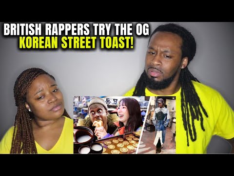 🇰🇷🇬🇧 American Couple Reacts "British Rappers try the OG Korean Street Toast at Vintage Market"