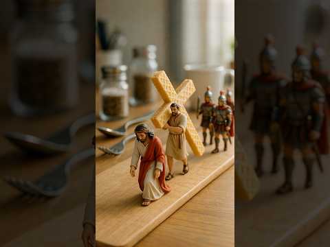 Jesus Falls Despite Simon’s Help — Kitchen Diorama Scene