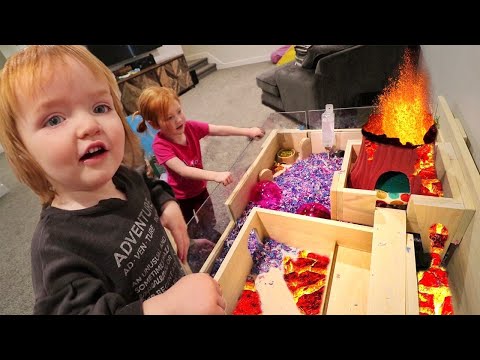 NEW PET HOUSE tour!!  Adley & Niko make a fun play park with VOLCANO don’t touch the Lava Floor! 🌋