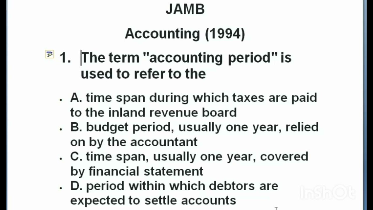 JAMB 1994 Accounting . Question 1 solved by Felix Unuesiri ACA