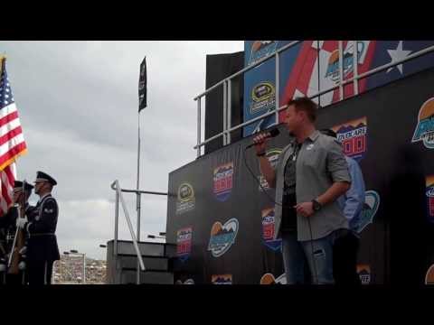 Stephen Cochran performs  the National Anthem at NASCAR
