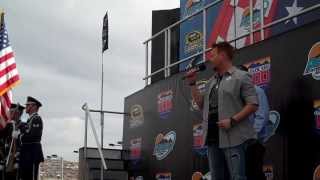 Stephen Cochran performs  the National Anthem at NASCAR