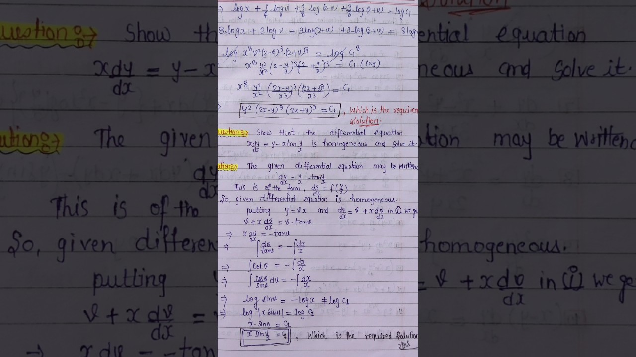 Solution of homogeneous differential equation