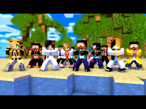 Herobrine Brothers vs Sadako Sisters DUN DUN DANCE - Minecraft Dance Animation