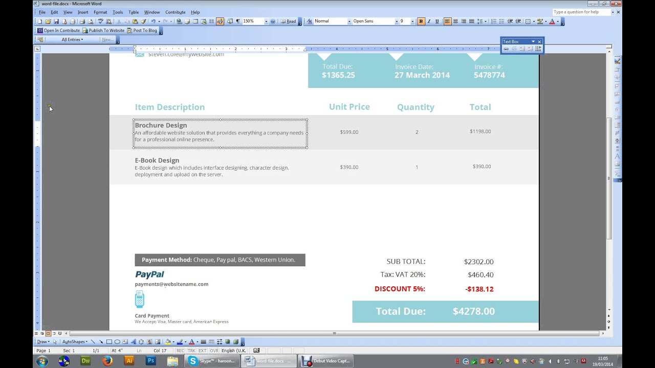 Creative Invoice Word Files Tutorial | GraphicRiver.net 7012176
