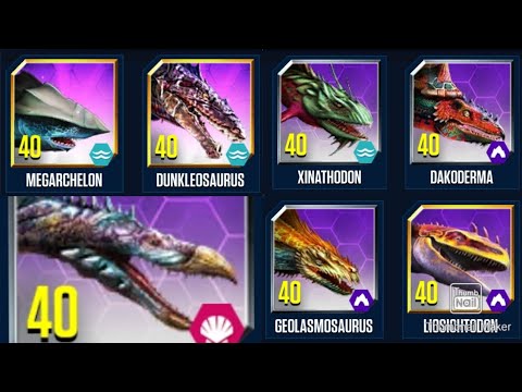 All Aquatic Hybrids Max Level|| Jurassic World The Game|| Jurassic Gaming
