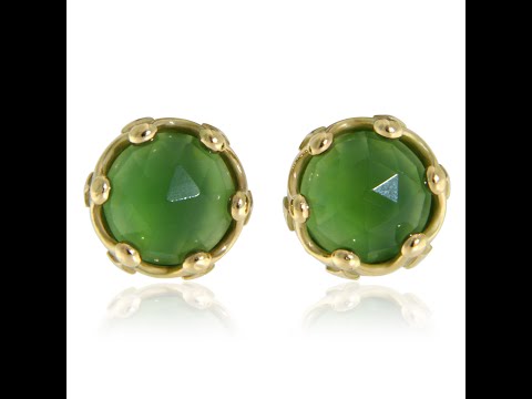 Cercei Aur 14 k Galben Stud Jad Nefrit Veritabil - Armonie si Protectie