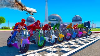 GTA V | SPIDERMAN vs SUPERHERO The Amazing Digital Circus ✨ Wild Stunt Racing Motorbikes 🏍🔥