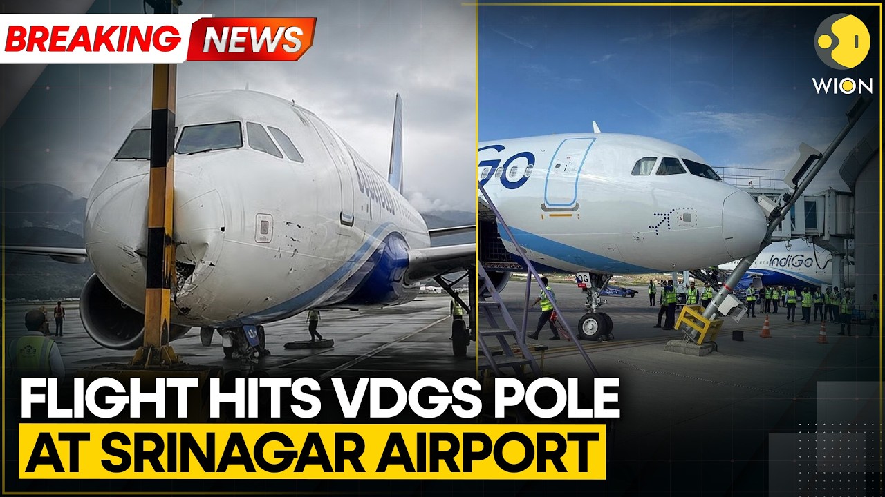 Indigo Flight Hits Pole At Srinagar Airport During Landing | WION BREAKING