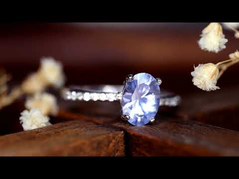 GIA Certified Natural Ceylon Blue Sapphire Diamond 18K White Gold Engagement /Wedding Ring