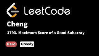 YouTube video 'LeetCode 1793. Maximum Score of a Good Subarray'
