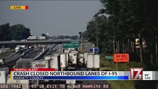 I-95 north closes after fiery crash near Dunn; expected to be closed until Wednesday