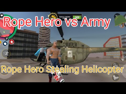 Rope Hero vice town 😲💥 || Stealing helicopter from army canteen ||Over power gameplay||Crazy gaming