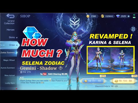 HOW MUCH SELENA and KARINA ZODIAC SKIN Draw ( Gemini Shadow and Halo ) Mobile legends 2023