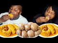 Asmr Brown Amala Fufu and Egusi Soup with Turkey, Cowskin, Goat Meat African Food Mukbang