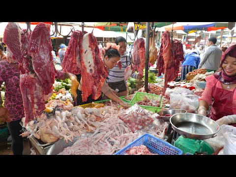 Cambodian Market Morning Scenes, Walkaround Foods, Prek Phnov Market