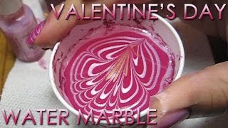 Valentine's Day Water Marble Nail Art Tutorial