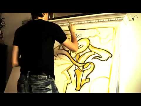 Graffiti abstract canvas painting by Miles Wickham