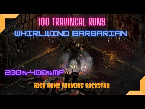 D2R Whirlwind Barbarian| 100 Travincal Runs Loot Highlights | High Rune Farming | SUR Rune Found
