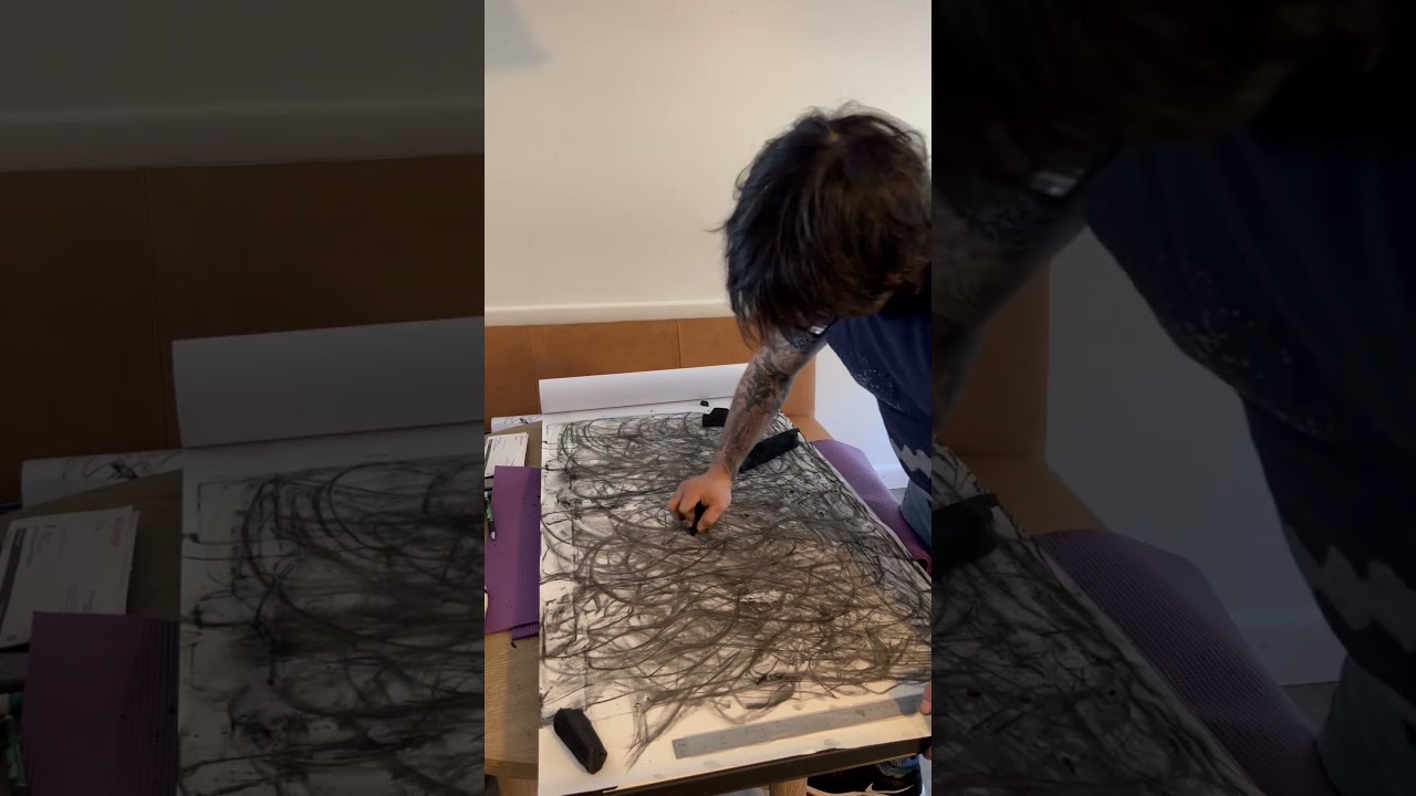 Making of “Hazed & Not Confused” an Abstract Expressionist Art Piece #abstractart #drawing #charcoal