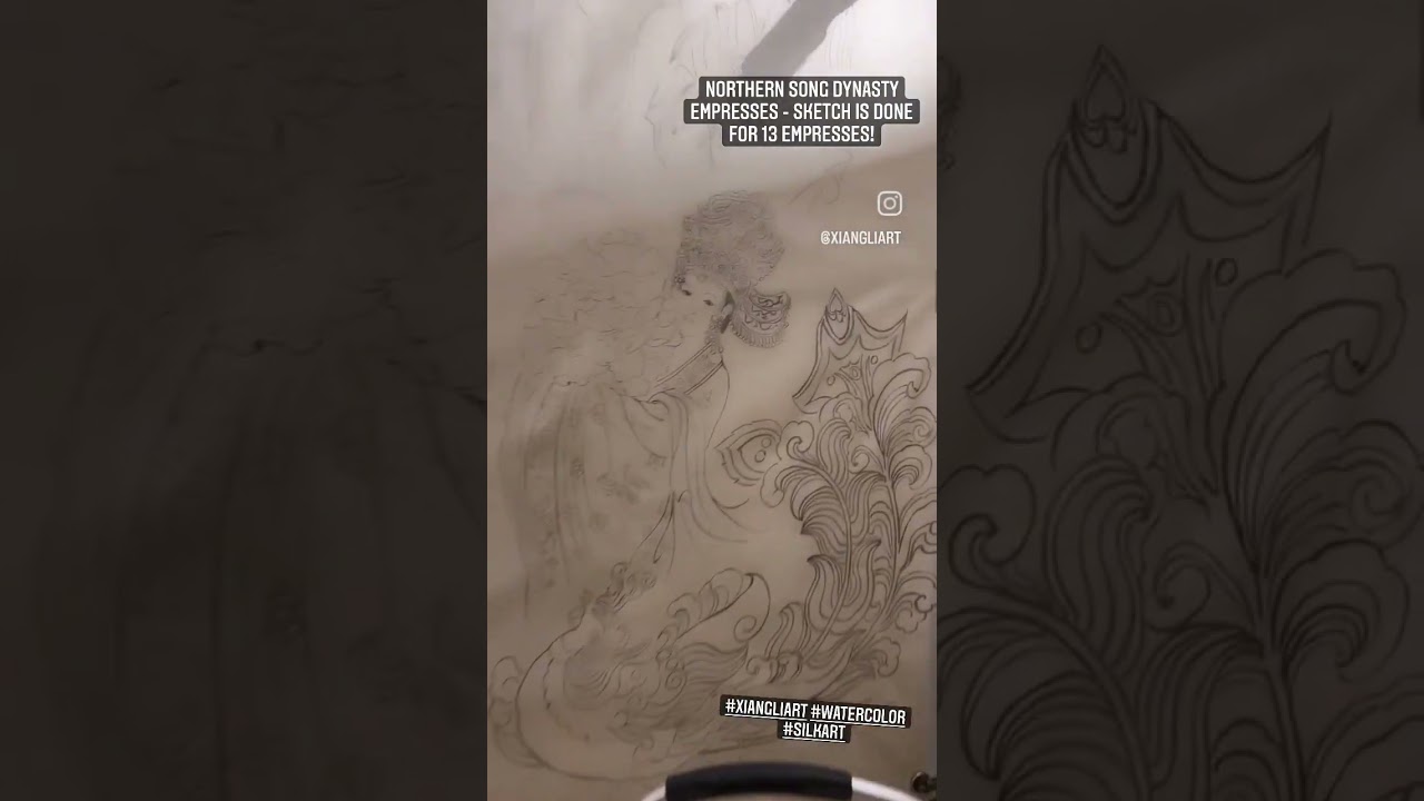Northern Song Dynasty Chinese empresses - sketches done on silk! #shorts #xiangliart #watercolorart