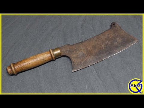 Old Rusty Butchers Cleaver Restoration