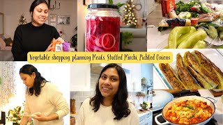 Winter special Vegetable Shopping - Planning Meals - Bharwa Mirchi / Stuffed Mirchi & Pickled Onion