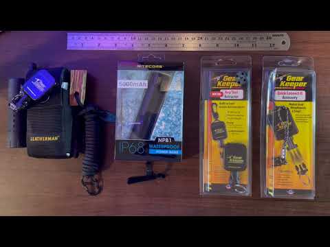 Add a 5,000 mAh waterproof power bank to a sheath survival kit