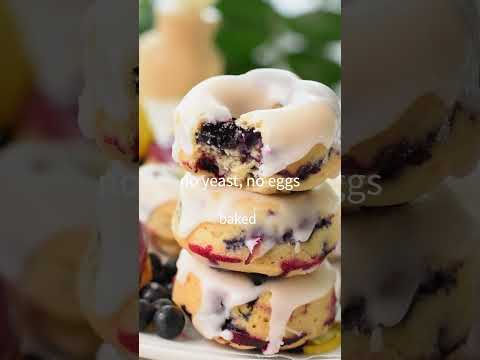 Better-for-you Donuts! 🫐🌿#healthybaking #healthydesserts #healthytreats #donuts