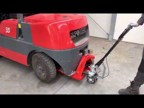 Ręczny wózek paletowy , paleciak ze wspomaganiem ruchu i hamulcem.