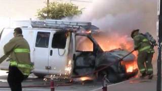 Van on fire